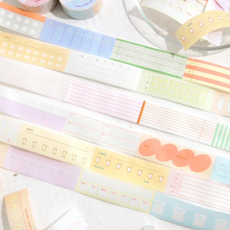 22mm*3m List Of Plans Masking Tape Candy Color Planner Ins Washi Tape School Supplies Office Accessories Label Index Stickers