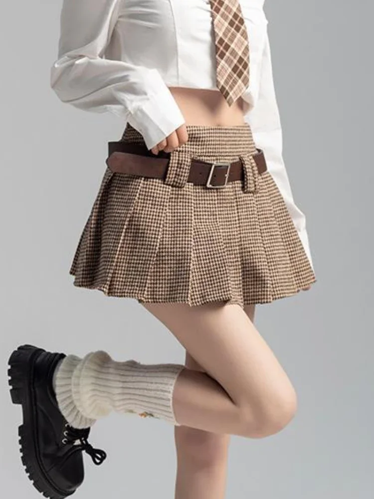 Skirts Women Folds Retro Design Plaid Preppy Style Leisure Simple Students Fashion Japanese Mini Faldas Sweet Daily All-match