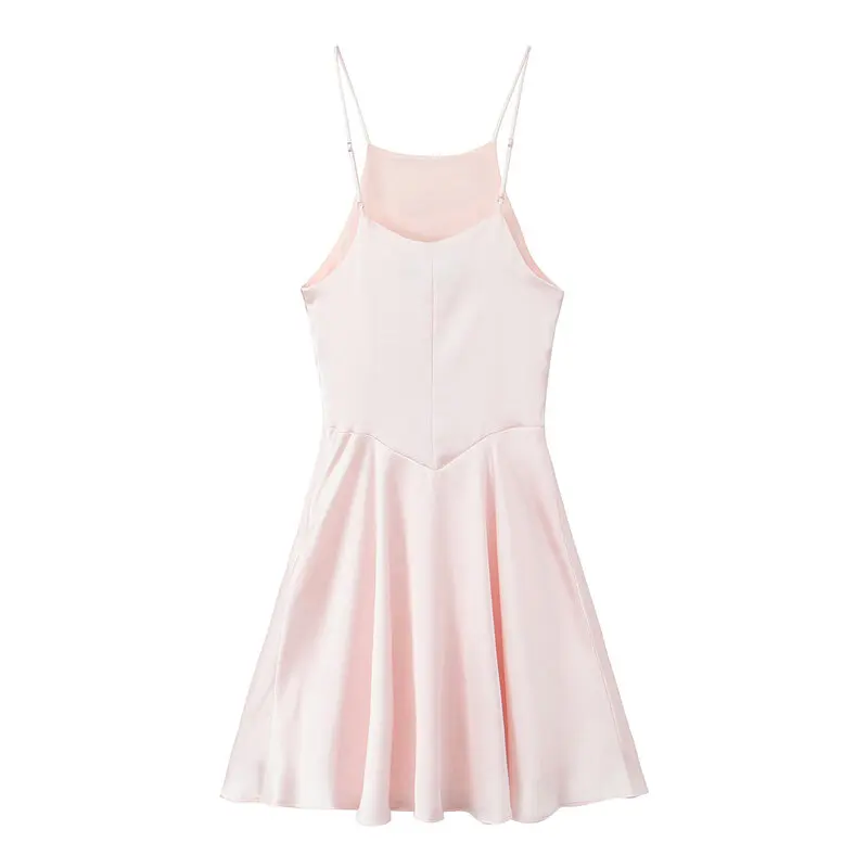 Summer 2024 Women's Faion ort Silk Satin Dr Strapl Gown Ele Sle No Sve Neline Other Material 00%