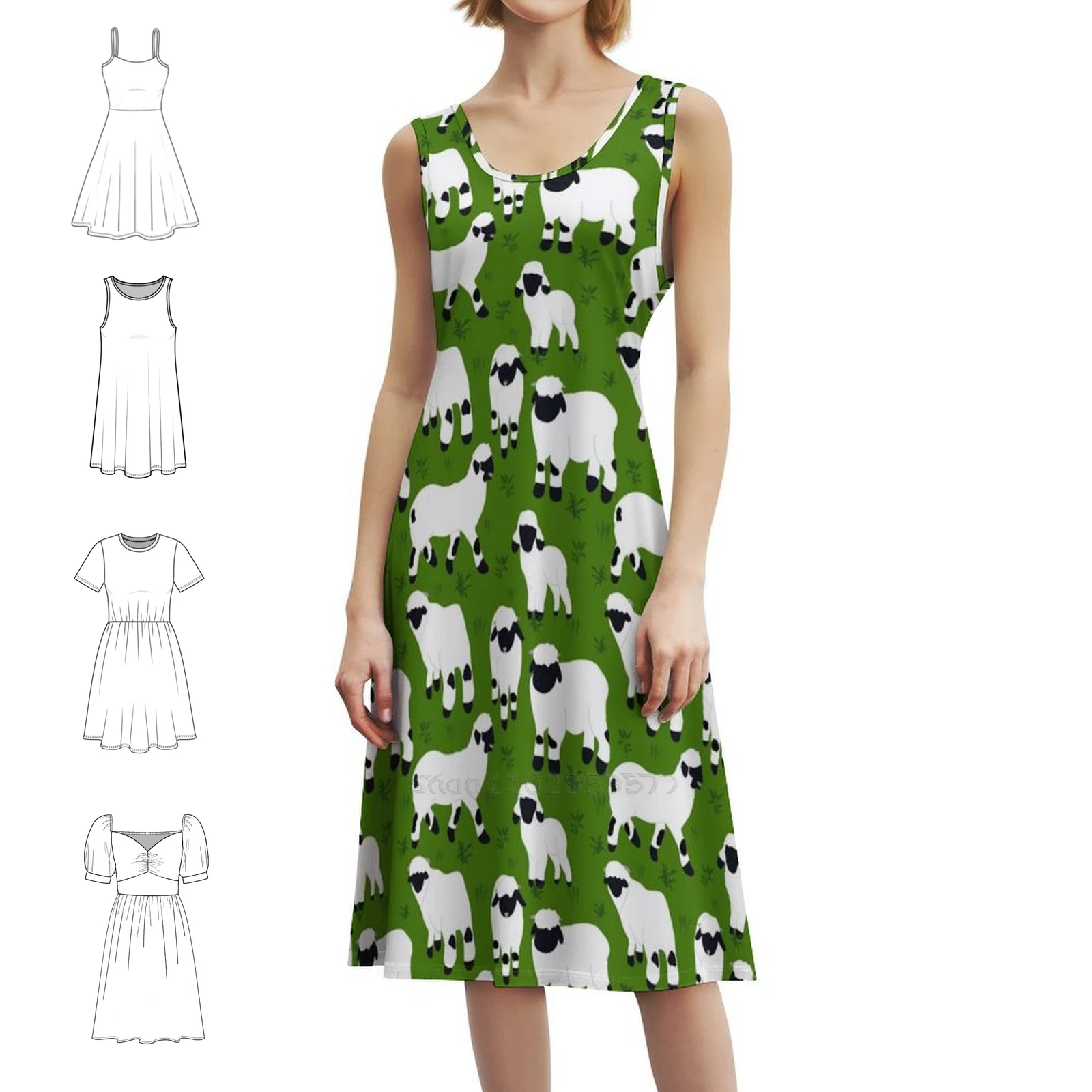 

Valais Blacknose овечий узор платье-комбинезон с цветочным принтом для женщин весна-лето повседневное платье для вечеринки Valais Blacknose овечья ферма