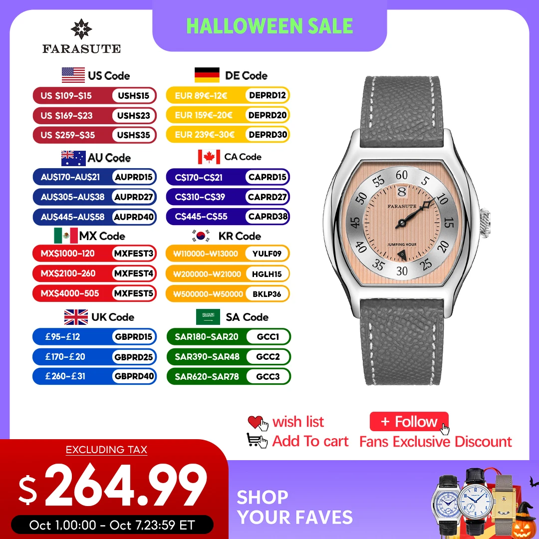 FARASUTE Retro Jumping Hour Watch Men Classic Seagull St17 Full Automatic Movement Wristwatch Male Sapphire Montres Pour Hommes