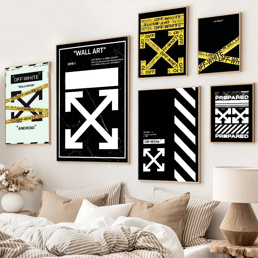 Fashion LOGO O-Off W-White Good Quality Prints and Posters Waterproof Paper Sticker Coffee House Bar Posters Wall Stickers