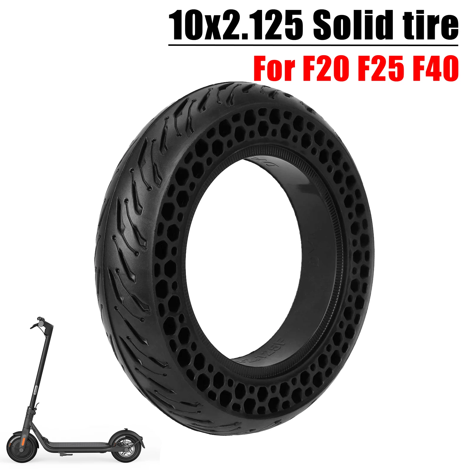 

10 Inch 10x2.125 Solid Tire For Ninebot F20 F25 F30 F40 Electric Scooter Off Road Stab-proof Tubeless Tyre Replacement Parts