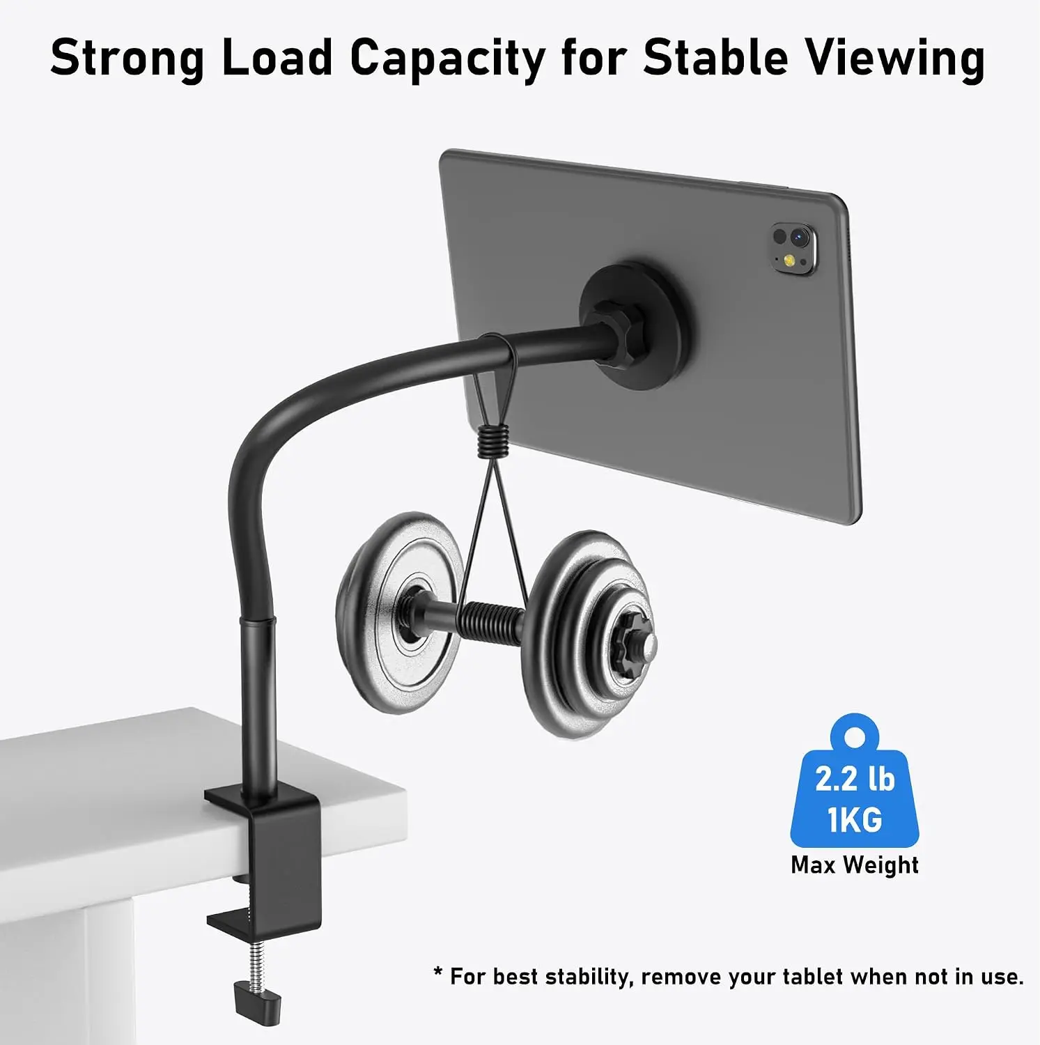 Magnetic Gooseneck Tablet Holder For iPad Desk Clamp Mount Bed  Desk 360 Degree Adjustable Arm Compatible With MagSafe iPhone
