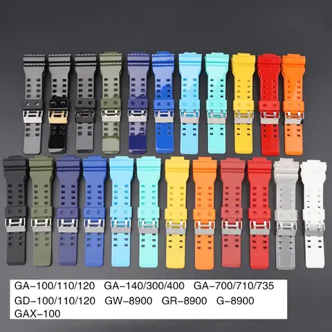 Bracelet pour Casio G-SHOCK GA-100/110/140/200/400/700 GD-100 G-8900 GW-8900 hommes Sport étanche résine Silicone bracelet de montre 16mm