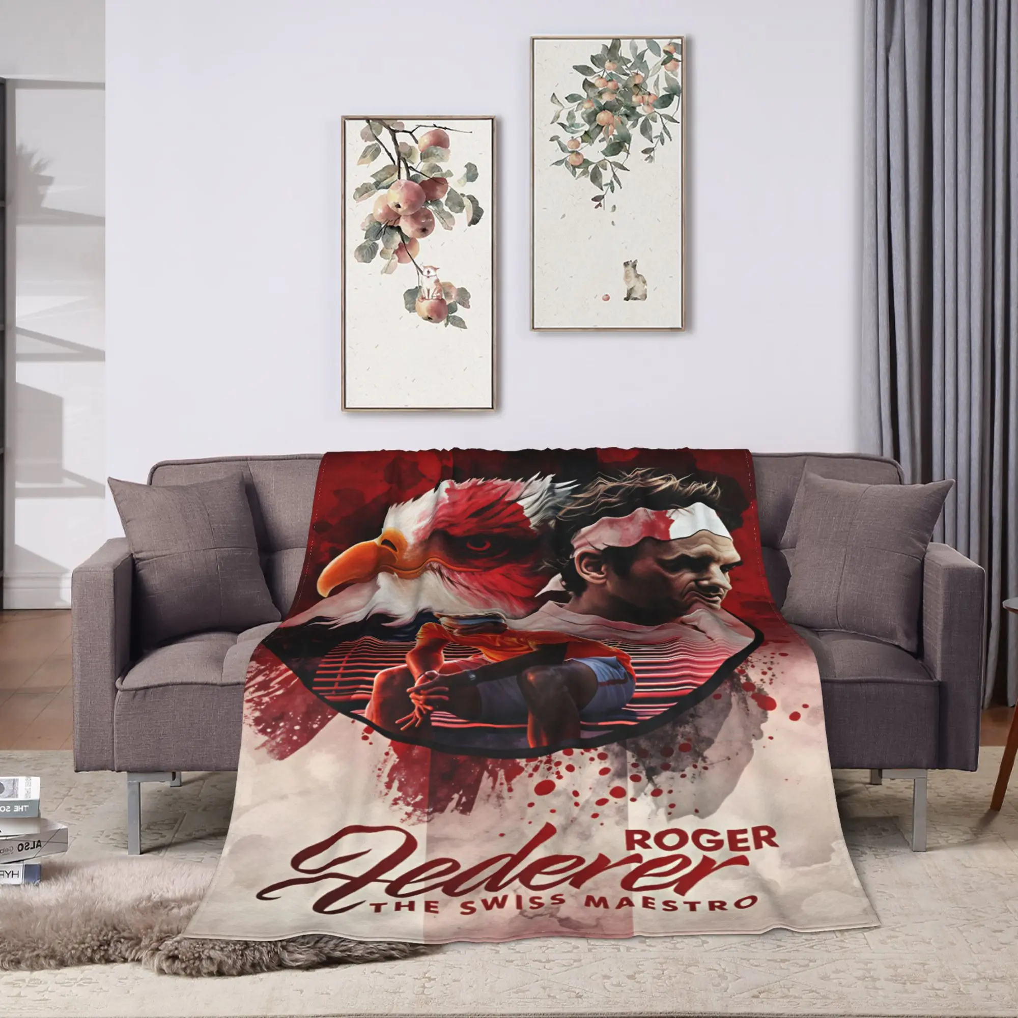 RF Roger Federer Blanket Quality Soft  Throw Blanket Autumn Travel Office Living Room Funny Bedspread