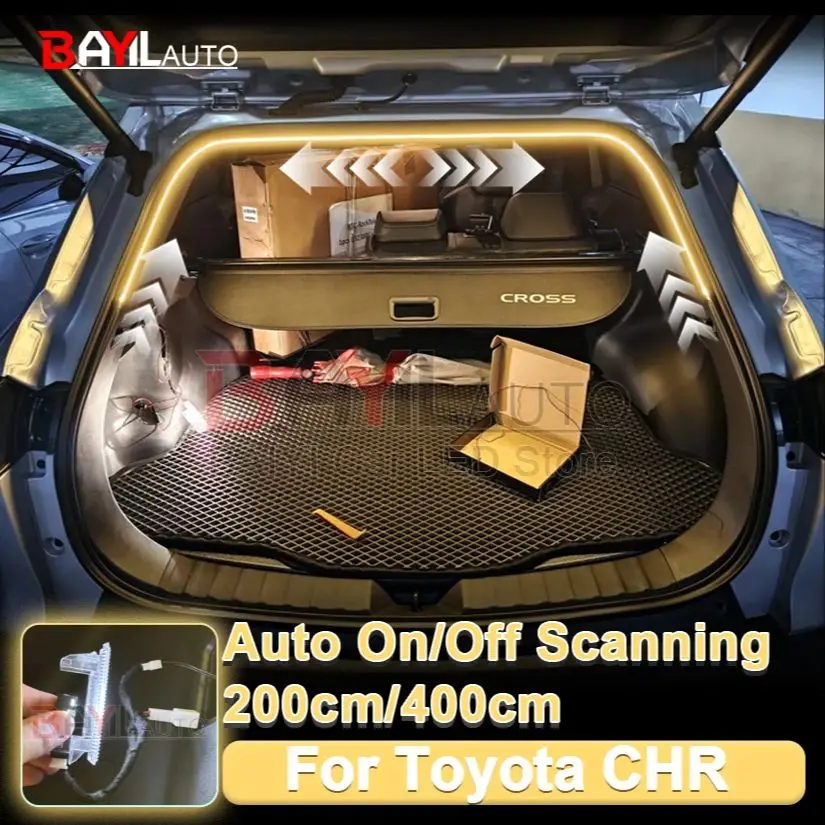 

Для Toyota CHR багажник автомобиля динамическая струящаяся световая полоса автоматическое включение/выключение сканирующая лампа гибкая светодиодная скрытая установка 400 см/200 см