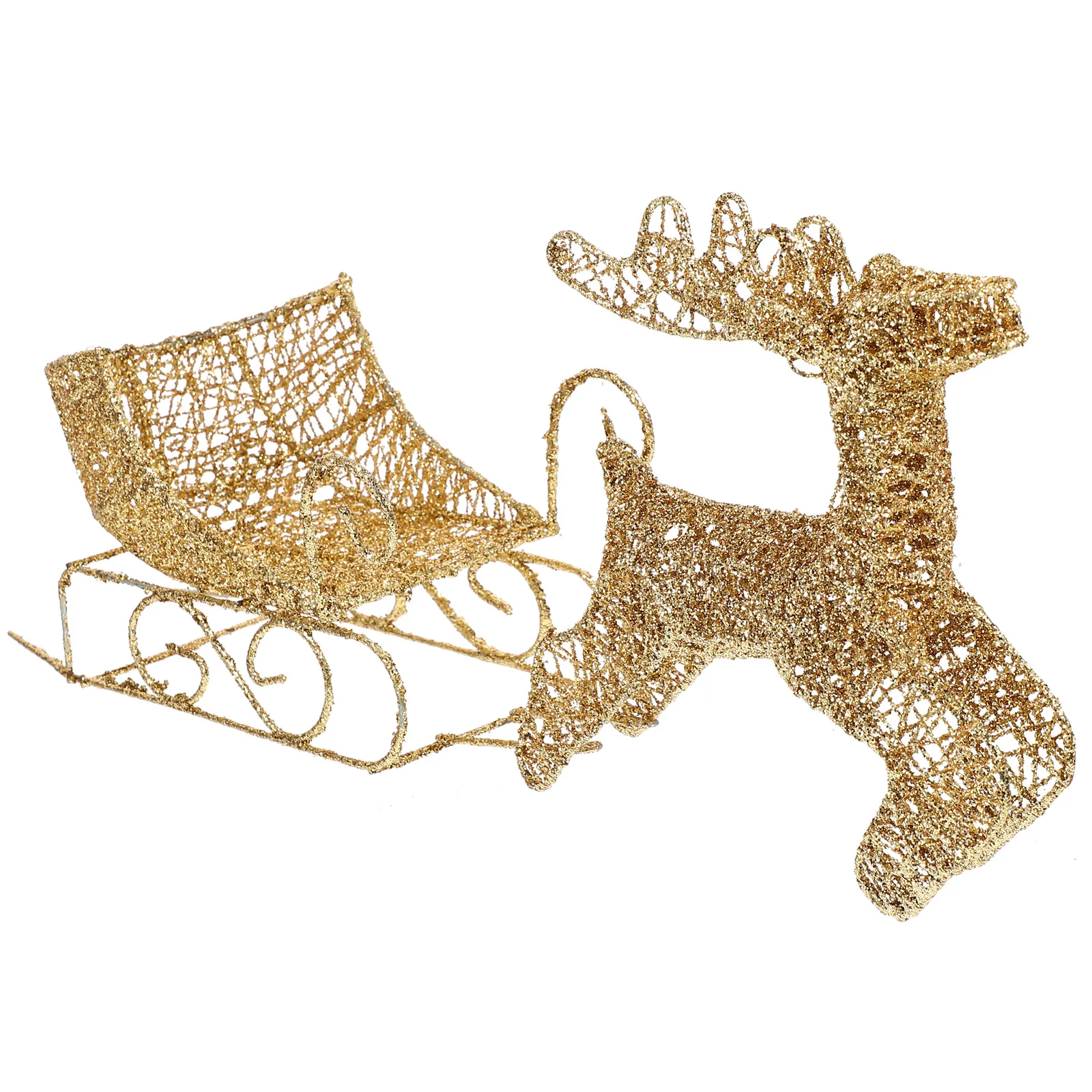 

1Set Christmas Adornment Reindeer and Sleigh Set Eyecatching Tabletop Decor Reindeer and Sleigh Set Festival Prop