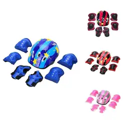 7Pcs/ Set Cycling Palm Guards  Wear Resistant   Kids Safety Knee Pad Bike Use Kids Safety Protective Gear