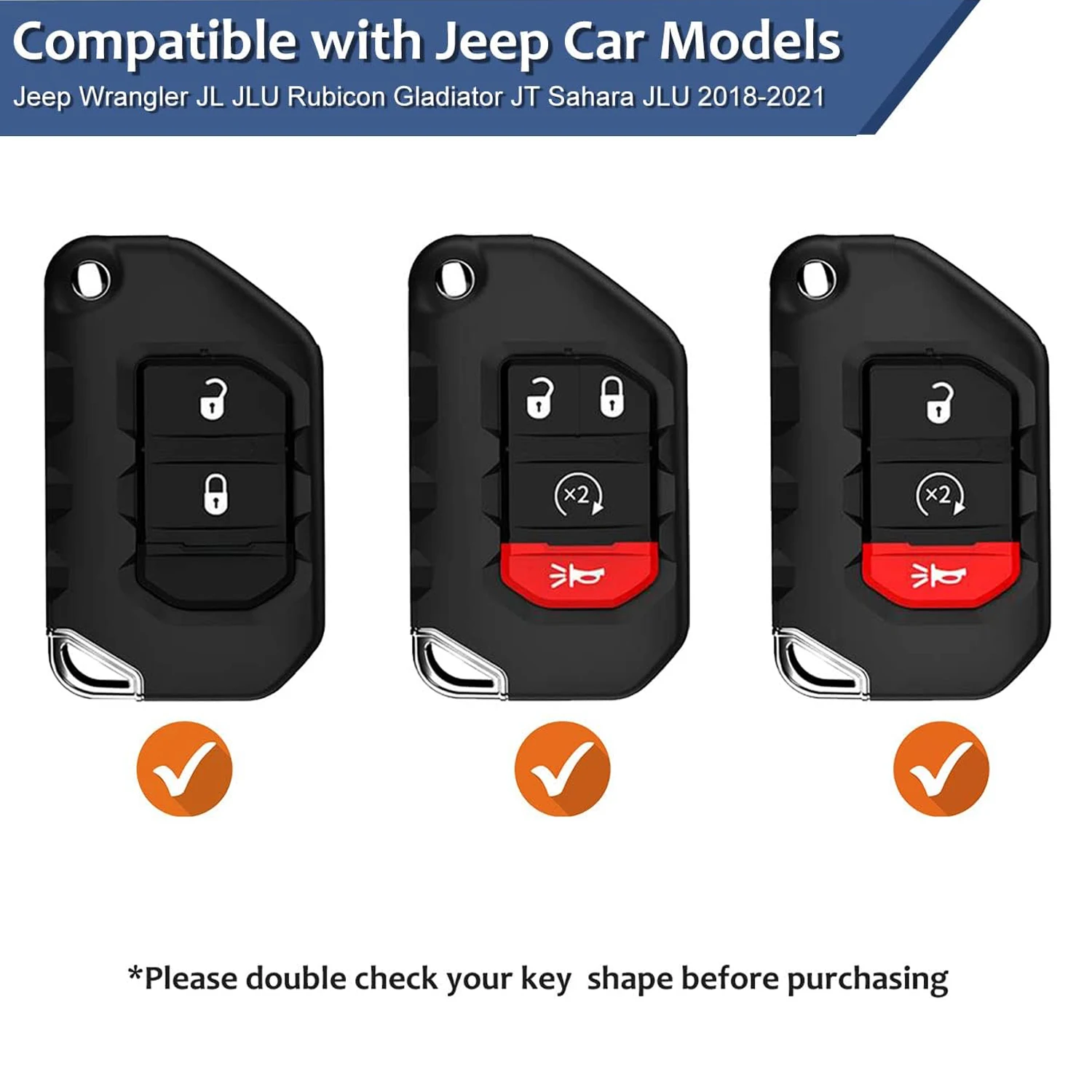 Carbon Fiber Key Fob Cover Case Protector for Jeep Wrangler JL JLU Rubicon Sahara JLU Gladiator JT Car Key Accessories 2024