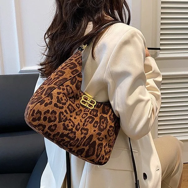 Замшевая большая сумка для женщин, большая сумка через плечо с леопардовым принтом, модная просторная сумка и кошелек через плечо для ежедневного использования