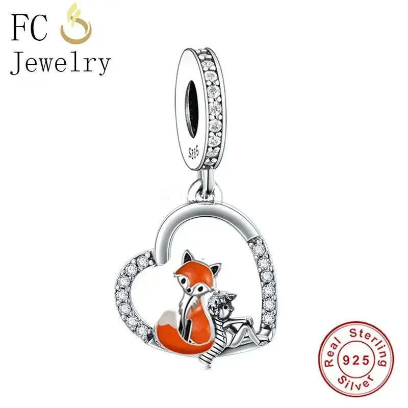 Fit Original Pan Charms Armband 925 Sterling Silber Zirkon Liebe Herz Kleiner Prinz und Fuchs Perle Für Die Herstellung Von Frauen Berloque DIY