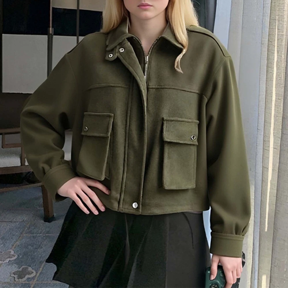 

Модная свободная куртка с длинным рукавом и воротником, женская осенняя новинка, европейский и американский стиль