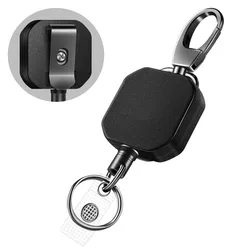 Heavy Duty Metal Retractable Badge Holders Carabiner Keychain Belt Badge Reels Clip Key Ring ID Card Holder 28.3inch Reinforced