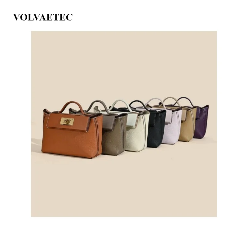 VOLVAETEC Bolsa feminina de couro real High Sense 2025 Novo commuter versátil bolsa de bolinho textura portátil bolsa de ombro mensageiro