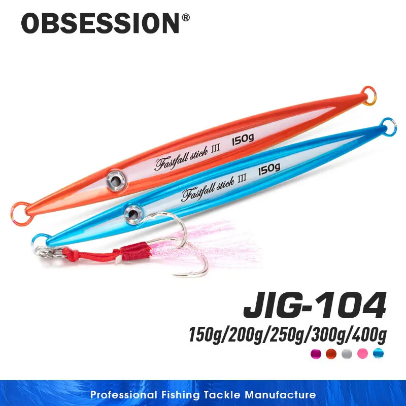 

OBSESSION J104 150g 200g 250g 300g 400g Streamlined Pencial Metal Jig Import Jigging Master Fishing Super Gangster Stick II Jig