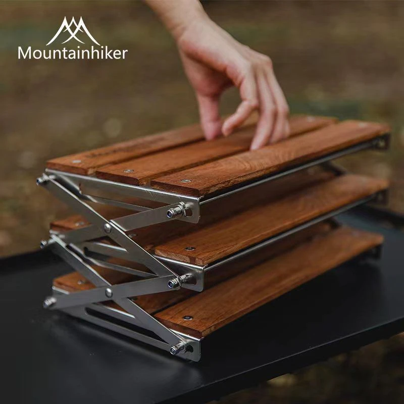 MOUNTAINHIKER Outdoor Camping Rack Portable Folding Table Easy To Carry Foldable Picnic Camping Barbecue Three-tier Rack 