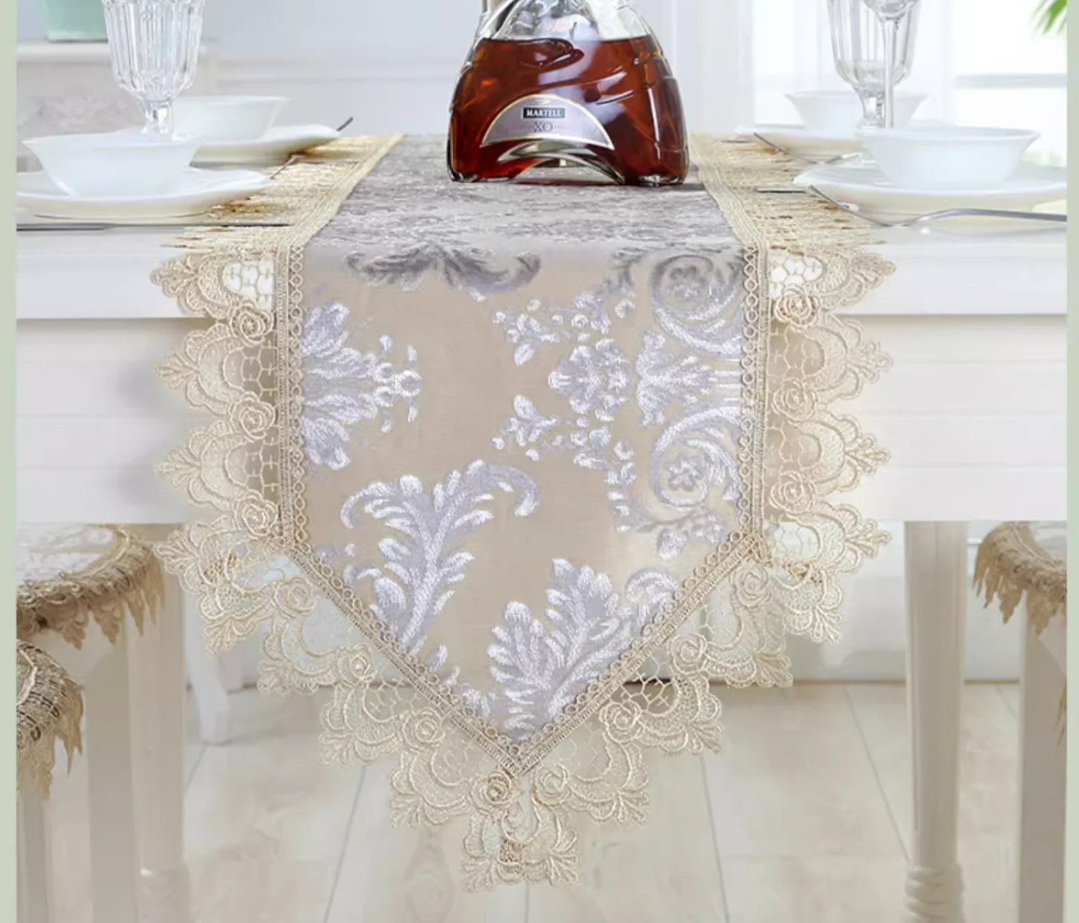 European luxury dining table flag lace fabric sharp corner fashionable coffee table flag American rectangular simple cover cloth