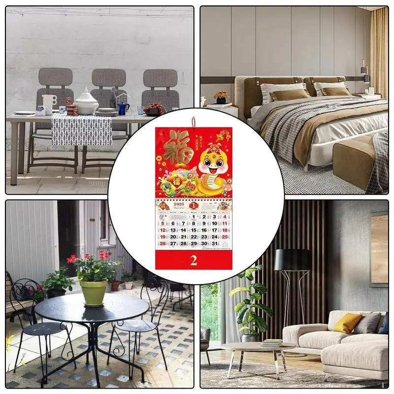 Year Of The Snake Wall Calendar 2025 Chinese Calendars Monthly Large Hanging Decoration Scroll  Office