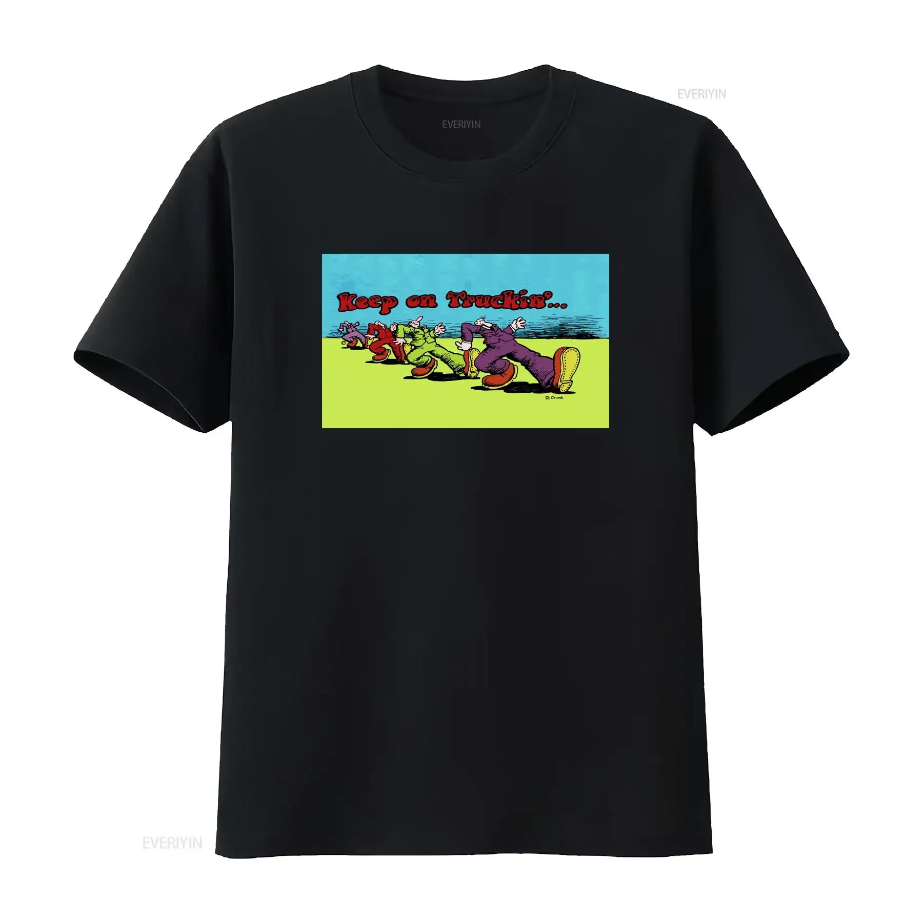 

Keep on Truckin by R Crumb Blacklight ЧЕРНАЯ футболка Размер S M L 234XL IK481 винтажная стираная дизайнерская одежда слегка дышащая