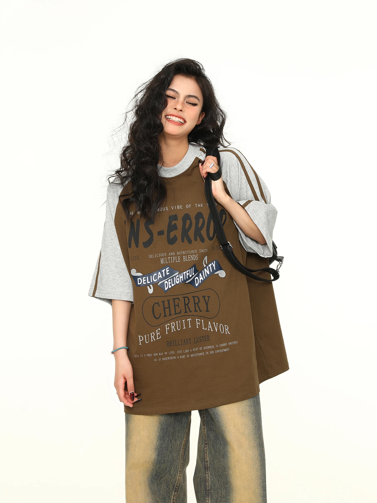 

Футболка Wild Original American Retro Patchwork с коротким рукавом, с буквенным принтом, модная, брендовая, для пар, хлопковая, повседневная, свободного кроя.