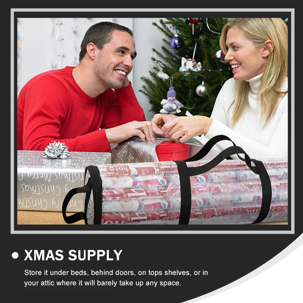 

Christmas Gift Wrap Organizer Wrapping Paper Storage Container Handle Easy Hang Closet Door Bed Attic Protection Moisture Damage