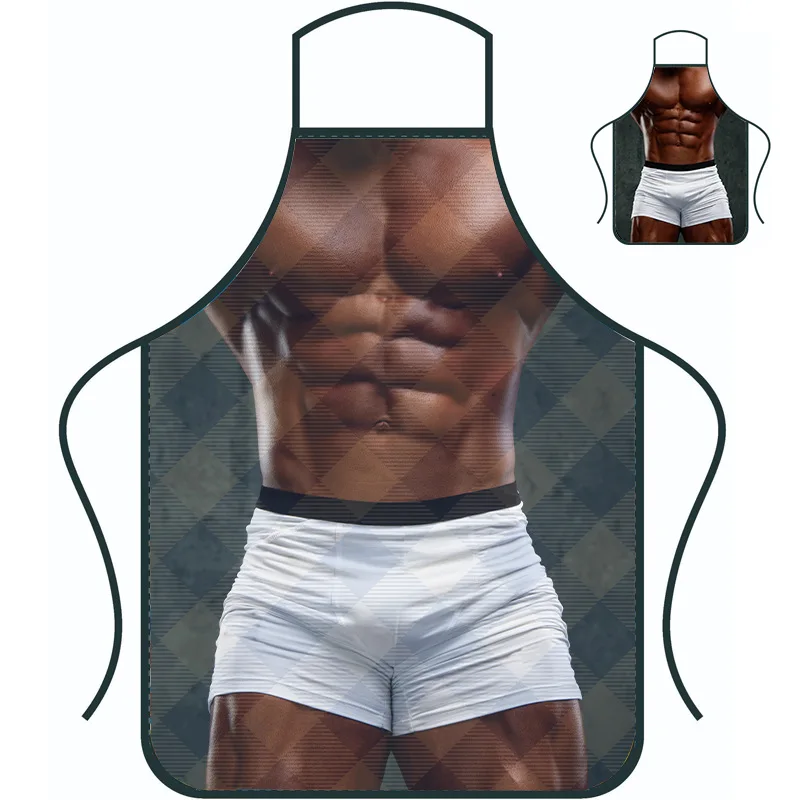 Funny Creative Personalized Muscle Men's Apron Household High-value Overalls Apron 80*60CM
