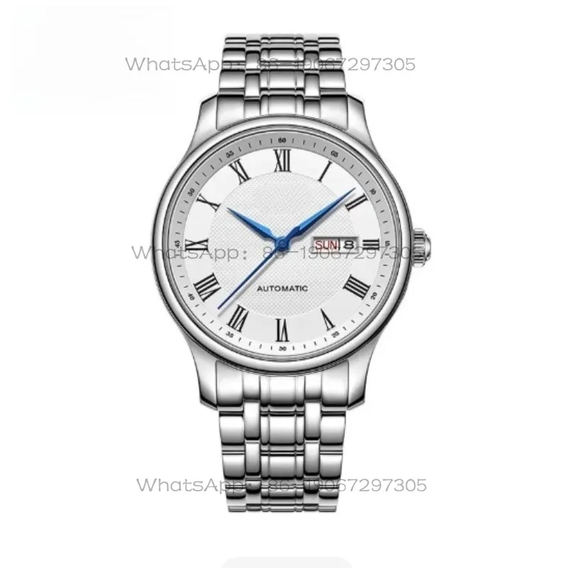 Automatic mechanical classic vintage calendar with a transparent case back casual gift men's watch