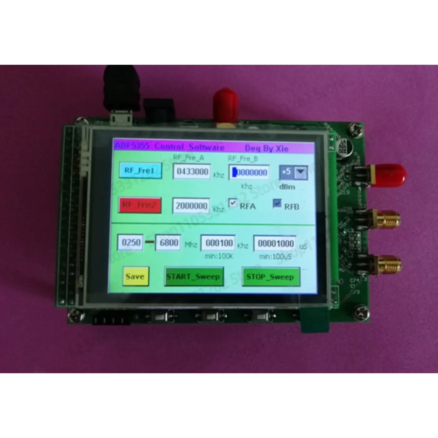 ADF5355 Module Touch Screen Sweep RF Signal Source VCO Microwave Frequency Synthesizer PLL