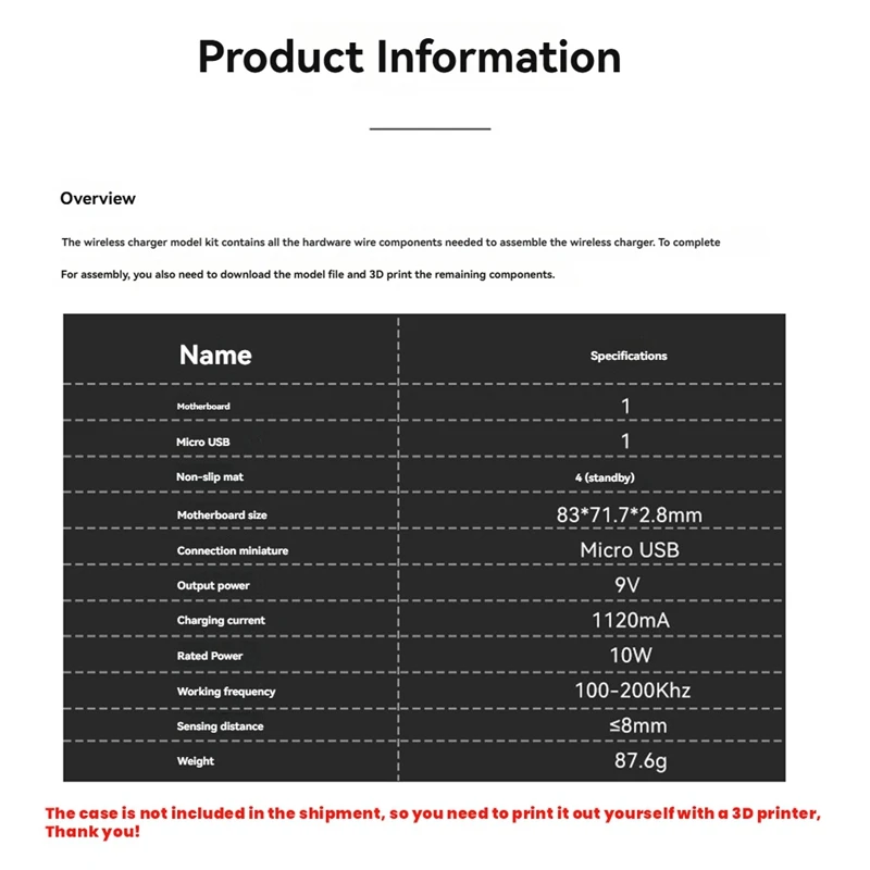 DIY 3D Printing Wireless Charger Kit Wireless Power Module 5W 10W High Power For 3D Printing DIY Wireless Charger