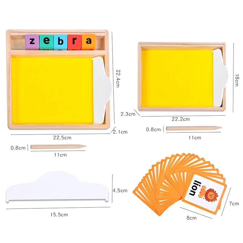 Montessori Teaching Aids Wooden Sandbox Letter Strokes Children's Sand Drawing Pen Controlled Games Set Toys