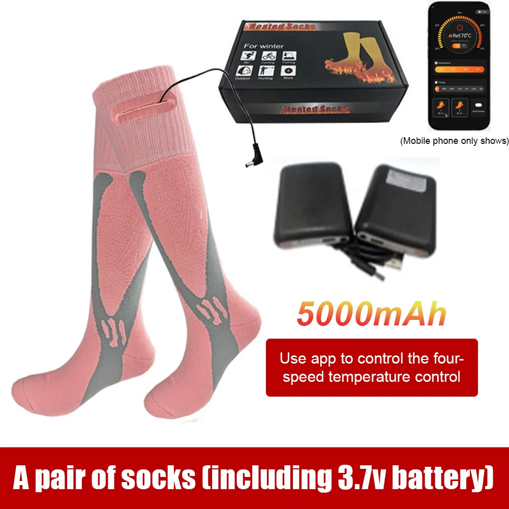 2500/5000mAh App Control Electric Heated Socks Rechargeable Thermal Heating Foot Warmer Electric Socks  for Cycling Skiing