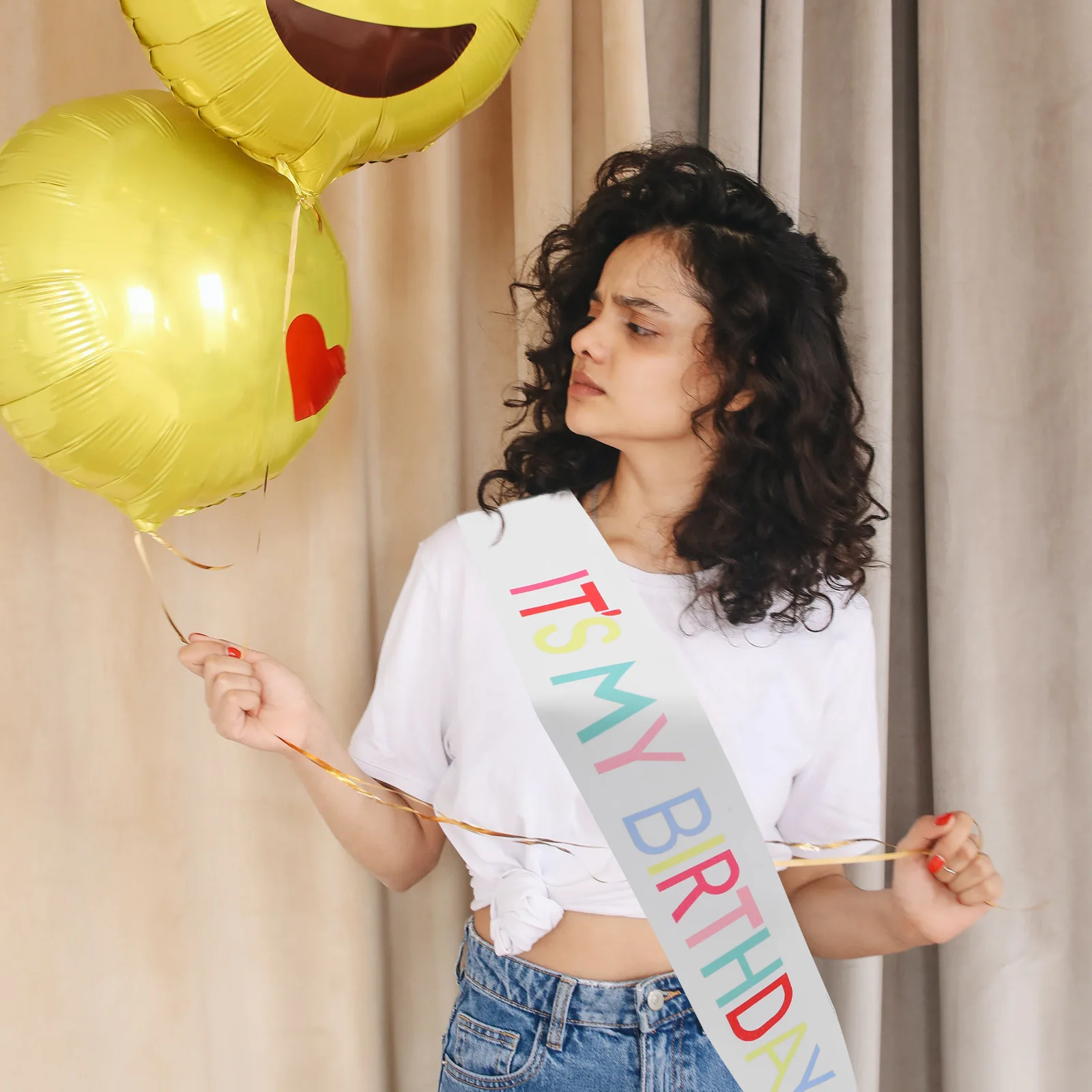 

1Set Birthday Headband Alloy Crown Tiara Sparkly Sash Kit Party Hair Accessory Elegant Birthday Decoration Women