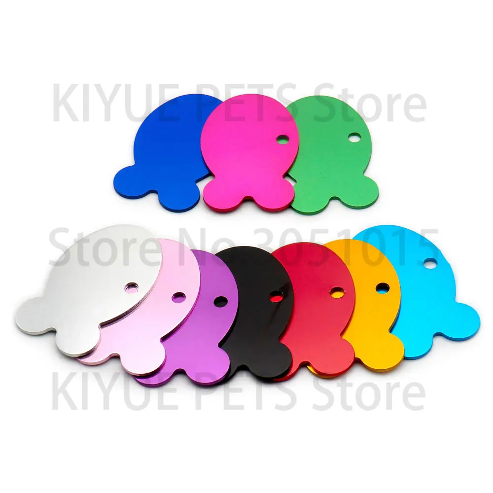Wholesale 20pcs Engraved Name Phone Number For Pet Dog Cat ID Tag Collar Colorful Keyrings Pendent Necklce Laser Lable Aluminum
