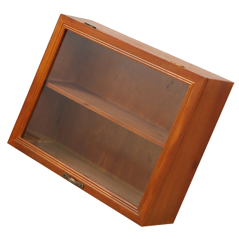 

Retro Storage Cabinet Display Cases Desktop Organizer Figures Rack Wood Model Stand Wooden Small