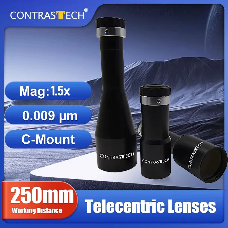 WD250mm Telecentric Lens Mag 1.5x 1/3' Large DOF1.1mm FOV C Mount For AOI Application Machine Vision Automotive Parts Inspection