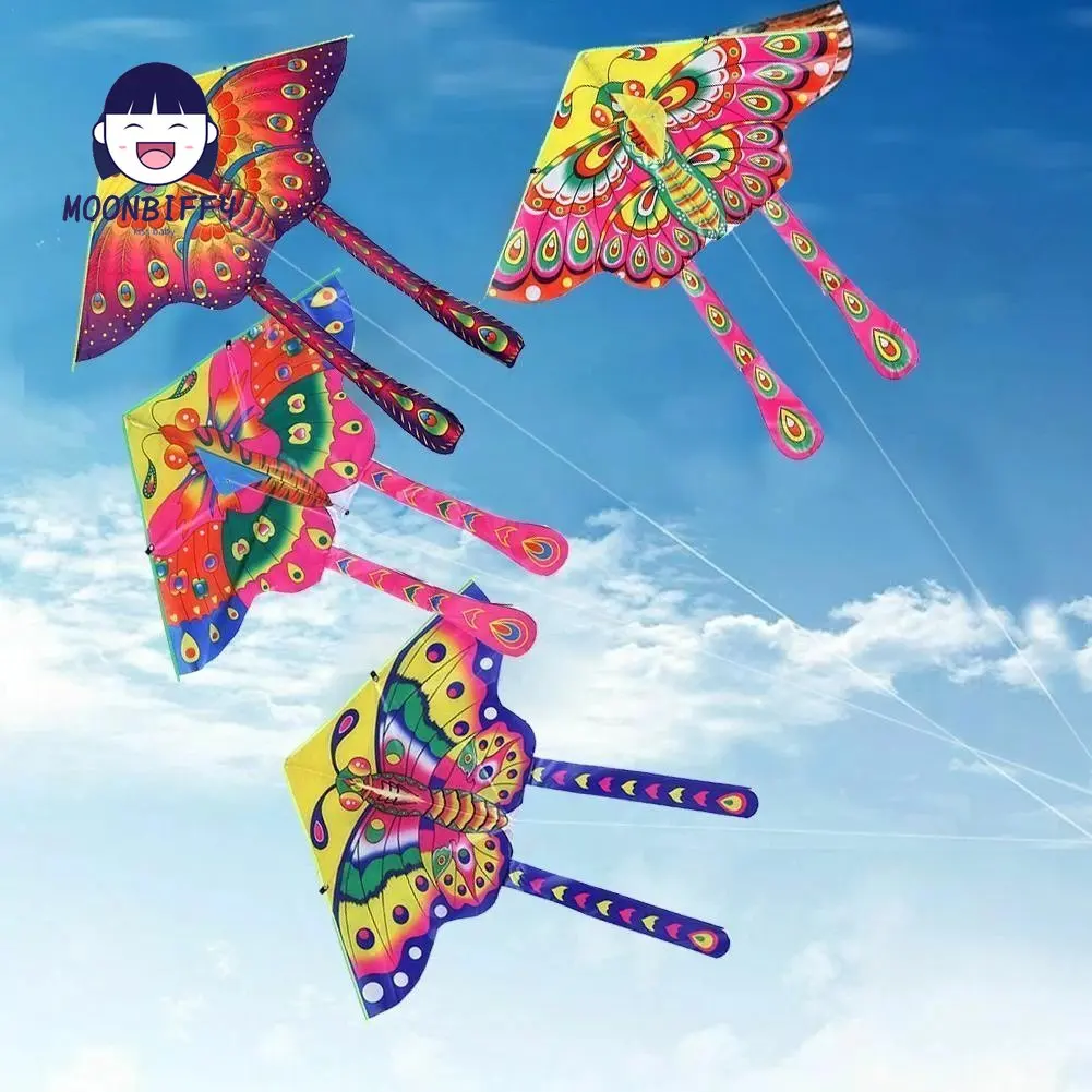 Cometa de mariposa tradicional para niños, cometas de colores medianos, plegable, juguetes de recreación al aire libre, juguete aleatorio, 90cm