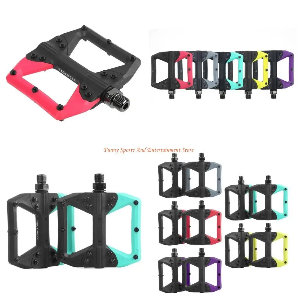

C4DE Seal Bearings Nylon Bicycles Pedals Nonslip Wide Flat Pedals Widen Cycling Platform Pedals for Road Bike Enduring