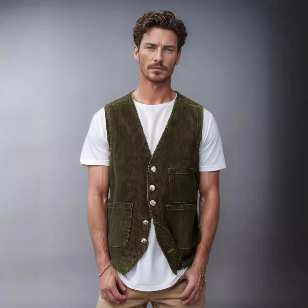 Autumn and Winter European and American Corduroy Casual Business Fashion Suit Men's Single Breasted Suit Jacket 4