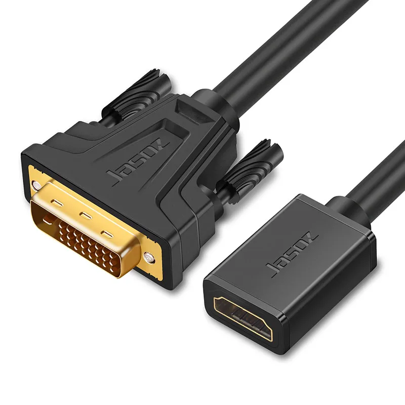Jasoz HDMI To DVI Adapter Bi Đảo Chiều DVI D 24 + 1 Male To HDMI Dây Cáp Kết Nối Bộ Chuyển Đổi dành Cho Máy Tính, TV Hộp PS3/4 Máy Chiếu