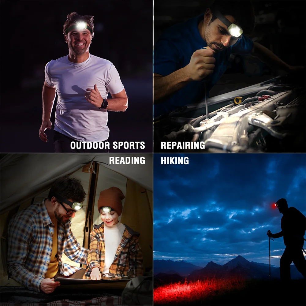 EverBrite Rechargeable Headlamp 300 Lumen LED Motion Sensor Head Lamp Flashlight with 6 Modes Adjustable Headlight