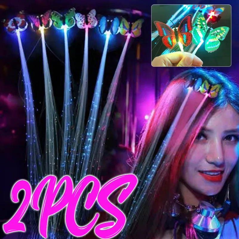 LED Hair Clips Butterfly Light Up Hair Braid Women Festival Hairpins Glowing Barrettes Party Cosplay Flash Hair Wig Girls