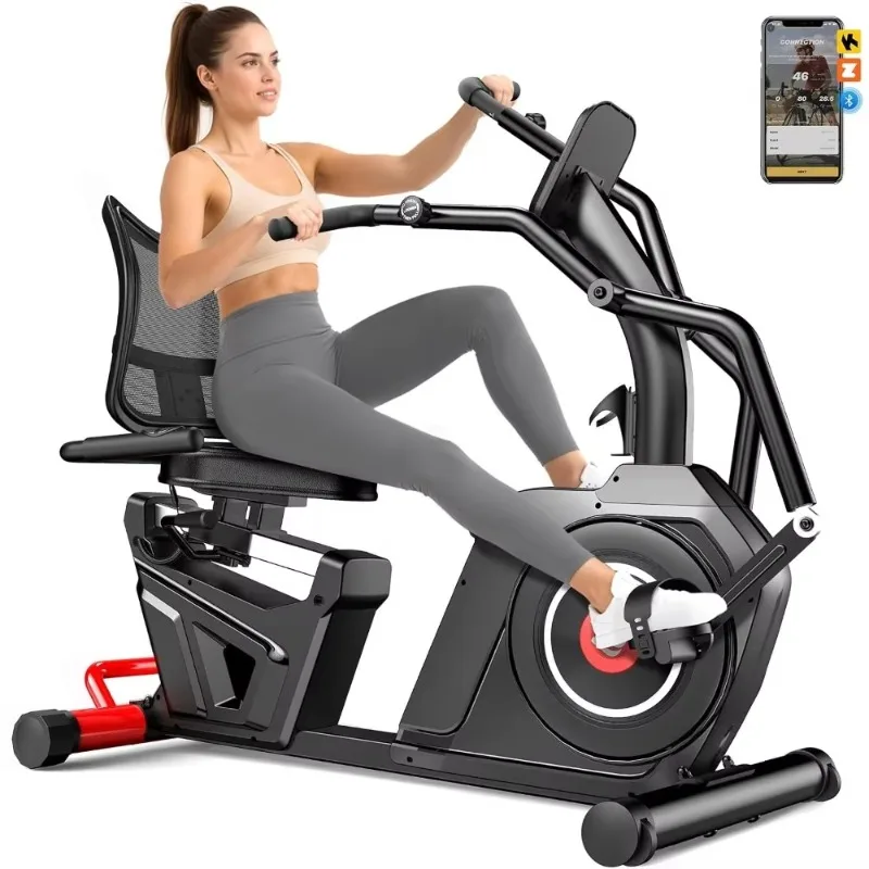 Recumbent Exercise Bike With Arm Exerciser, 16-Level Magnetic Resistance & Bluetooth App For Home