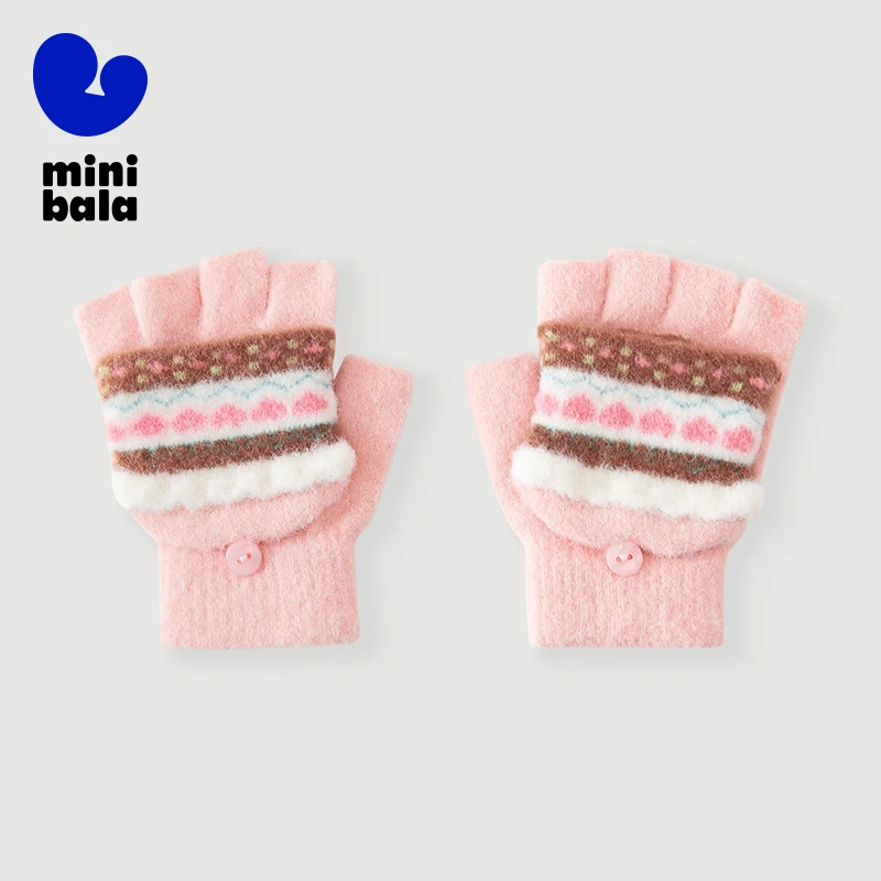 Mini Bala Kids Gloves 2025 Autumn Winter New Fluffy Warm Soft Smooth Mittens
