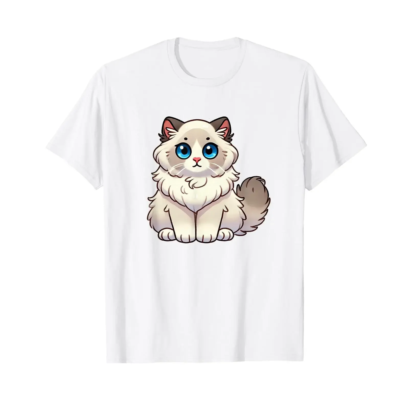 Kawaii Ragdoll Cat Fluffy Lover T Shirt vintage Washed Soft Breathable Slightly Top For Everyday Wear graphic Stylish
