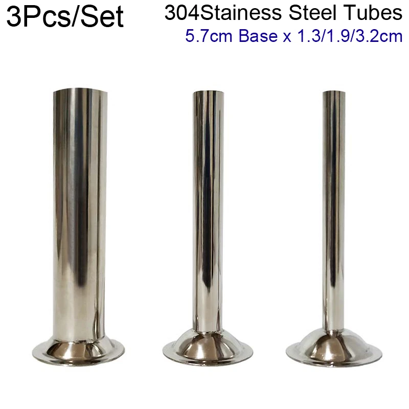 3 pz/set In Acciaio Inox Salsiccia Tubo Stuffer Tubi di Riempimento Imbuti Ugelli Pezzi di Ricambio Base 5.7 cm * 1.3/1.9/3.2 cm