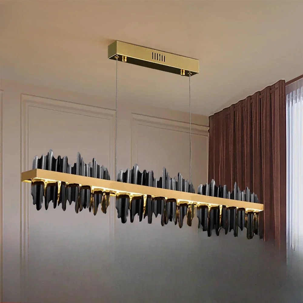 Modern LED Chandelier For Dining Room Iceberg Design hang lamp Kitchen Island Rectangle Light Fixture with dimmable