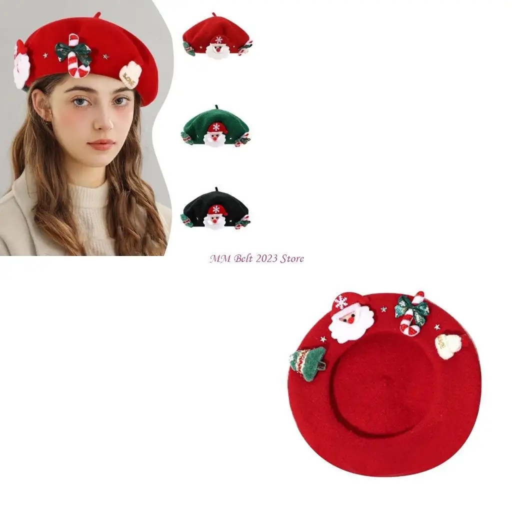 49me-girls-woman-berets-hat-with-christmas-theme-vintage-artist-painter