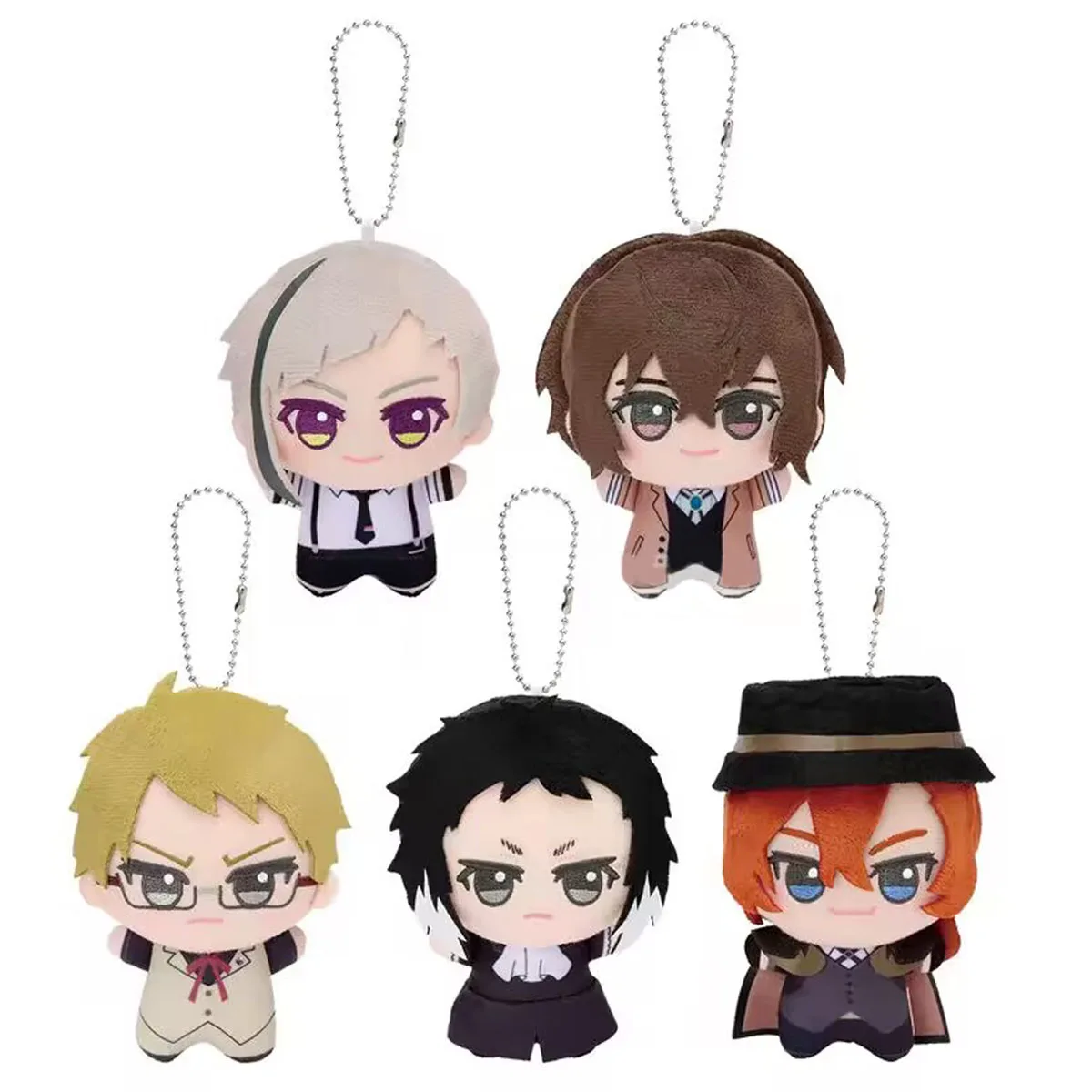 Cute Anime Bungo Stray Dogs Atsushi Dazai Kunikida Akutagawa Mascot Plush Stuffed Keychain Keyring Bag Keyholder Charms Toy Doll