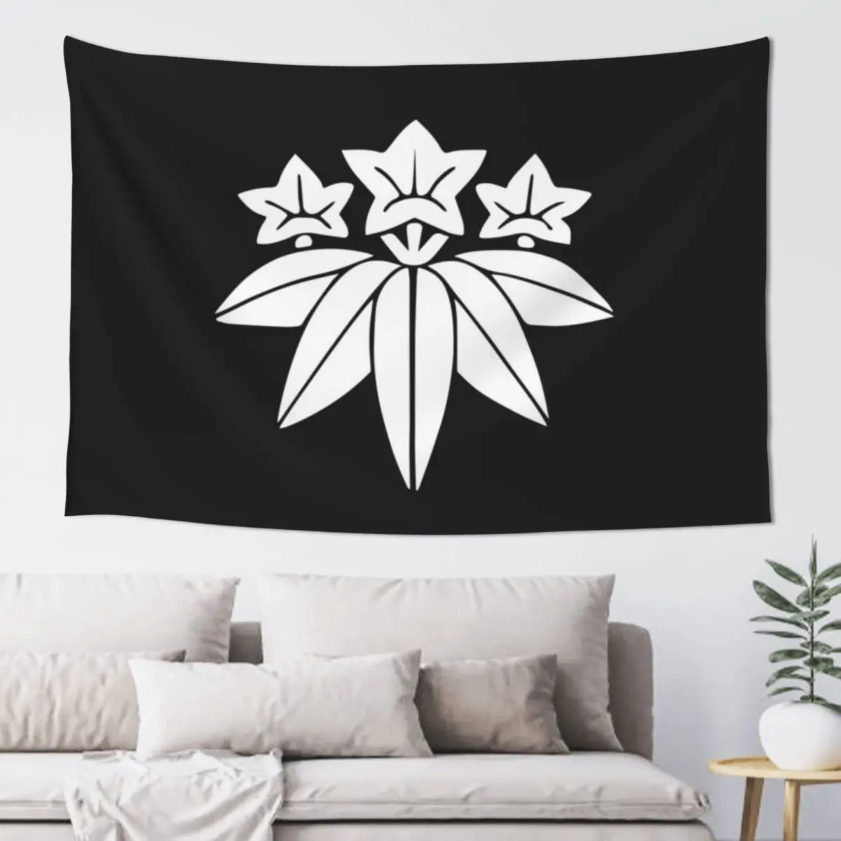 Minamoto Clan · White Mon Tapestry Decoration For Bedroom Mushroom Bedroom Decoration Tapestry